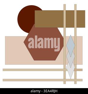 Brown abstract set. Earthy Vector composition. Geometric shape collection. Professional neutral figure item tool. Stock Vector