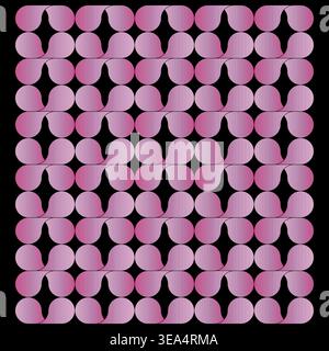 Pink petal pattern. Floral purple texture. Symmetrical Vector wallpaper. Black background element. Stock Vector