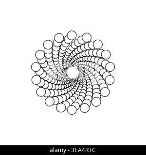 Concentric dots spiral. Hypnotic circle Vector. Optical illusion graphic. Black outline element. Stock Vector