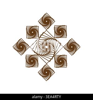 Intricate spiral pattern. Brown artistic vector design. Complex geometric shape. Abstract swirling element. Stock Vector