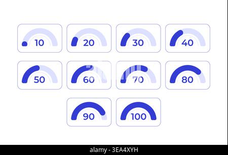 Semi circular gauge progress line style dashboard element set Stock Vector