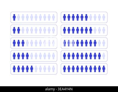 Male population progress line style dashboard element set Stock Vector