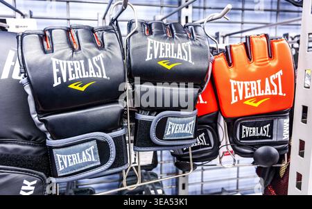 Samara, Russia - February 7, 2026: Everlast Boxing Gloves are sold in a sports store Stock Photo