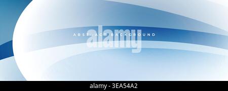 Blue flowing curves create corporate calm. Soft gradient ribbons and glossy bands evoke modern technology vibe, ideal for presentation header Stock Vector