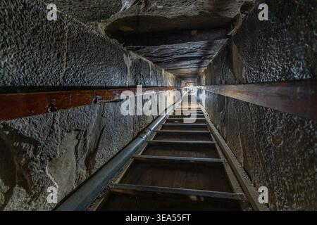 Descending corridor of the Red Pyramid at Dahshur Stock Photo