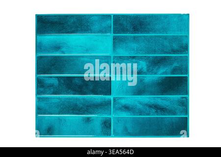Light blue glazed facing tile isolated on white background Stock Photo