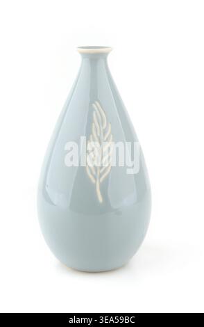 Vase isolated on white background. Empty modern ceramic blue vase. Stock Photo