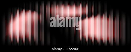 Black and pink glass fractal pattern with flowing shapes and lines. Dark modern ribbed wide abstract background. Vector illustration. Stock Vector