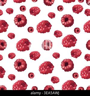 Raspberry pattern seamless with red berries on white background for food or fruit themed designs vector Stock Vector