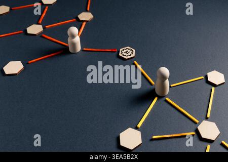 Conceptual image of artificial intelligence controlling network connections, representing automated system, data processing, and smart digital infrast Stock Photo