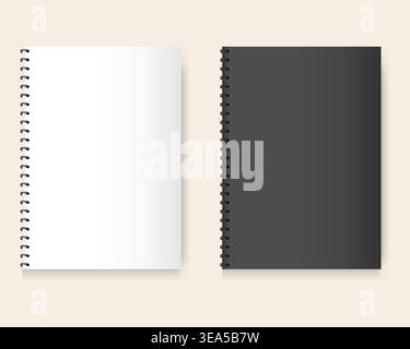 Realistic Vector Spiral Notebook Mockup Set Stock Vector