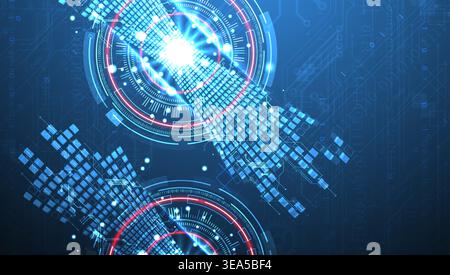 Abstract background. Scientific and technological concept with the use of technical elements formed in the shape of a circle. Vector Stock Vector