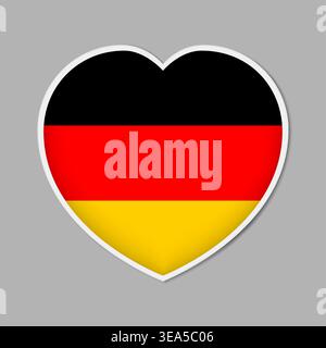 Heart shaped sign with German flag, vector illustration. Germany patriotic badge or sticker Stock Vector