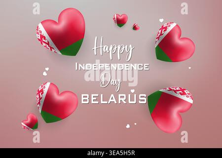 High quality 3D heart themed design for Belarus Independence Day featuring bold national colors and festive elements perfect for patriotic celebration Stock Vector