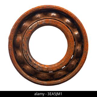 rusty bearing close-up on a white isolated background Stock Photo
