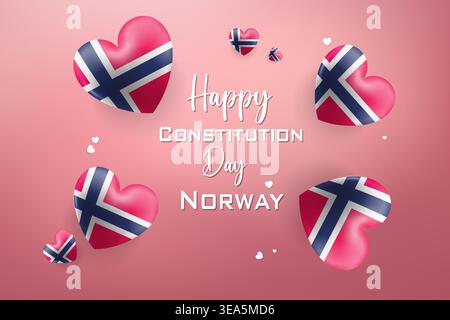 High quality 3D heart themed design for Norway Independence Day featuring bold national colors and festive elements perfect for patriotic celebrations Stock Vector