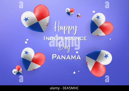 High quality 3D heart themed design for Panama Independence Day featuring bold national colors and festive elements perfect for patriotic celebrations Stock Vector