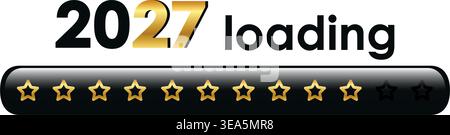 2027 loading golden bar with stars vector illustration Stock Vector