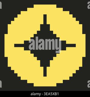 Vector retro pixel art geometric star shape. Minimal 8-bit style frame and abstract design element isolated on background. Stock Vector