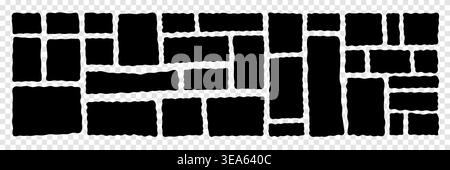 Wavy organic rectangle shapes collection in black isolated on white background. Abstract set of irregular rounded forms for modern design, branding, posters, templates, creative graphic compositions. Stock Vector