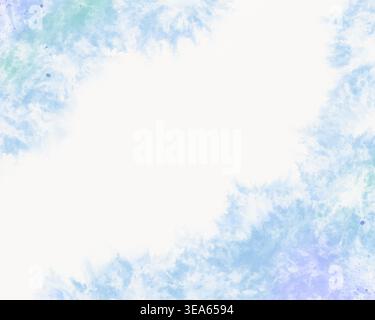 Abstract blue and turquoise watercolor background with soft textured edges and white center space. Light aqua wash with subtle purple splashes, airy pastel design for invitations, branding and cards. Stock Vector