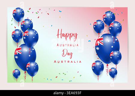 High quality 3D balloon flag card for Australia Australia Day featuring bold national colors and festive elements ideal for patriotic celebrations Stock Vector