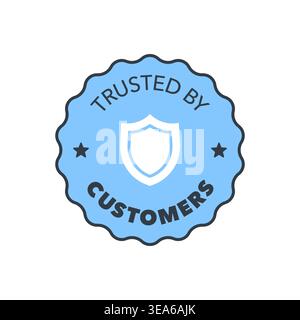 Trusted by Customers Badge with Shield Icon and Light Blue Theme Vector Illustration Stock Vector