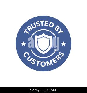 Trusted by Customers Badge with Shield Icon and Blue Circular Layout Vector Illustration Stock Vector