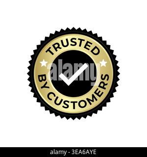 Trusted by Customers Circular Badge with Checkmark in Black Center Vector Illustration Stock Vector