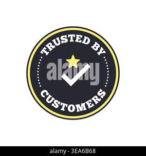 Trusted by Customers Badge with Stars and Navy Round Frame Vector Illustration Stock Vector