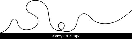 Continuous squiggle cable line creating abstract wavy vector illustration with flowing squiggles. Stock Vector