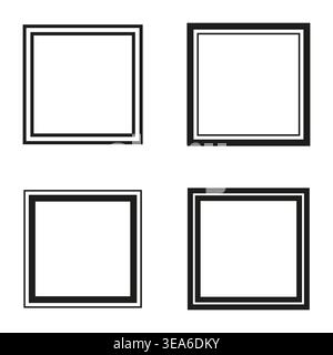 Square frames set. Double line Vector. Geometric border pack. Linear frame set. Manual vector only. No autotrace used. EPS 10. Stock Vector