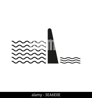 Hydro dam icon. Water level symbol. Energy power Vector. Environment nature sign. Manual vector only. No autotrace used. EPS 10. Stock Vector