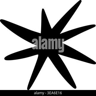 Black vector abstract radiating shape on white background representing a sparkling star, sunburst, or energy of burst Stock Vector