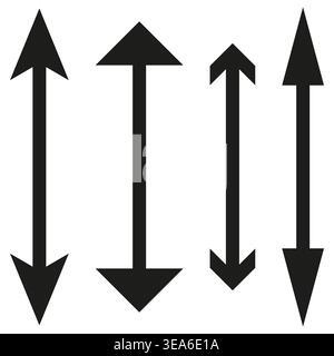 Resize arrow set. Vertical scale symbol. Black pointer Vector. Measurement height sign. Manual vector only. No autotrace used. EPS 10. Stock Vector