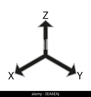 Coordinate axes Vector. Math dimension symbol. Spatial graph icon. Geometry direction sign. Manual vector only. No autotrace used. EPS 10. Stock Vector