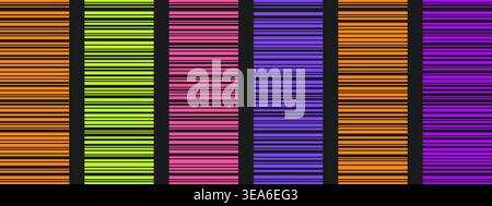 Barcode strip pattern set. Geometric variation of thin and thick lines. Simple vector bg Stock Vector