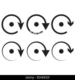 Circular arrow set. Rotation cycle Vector. Repeat process symbol. Loading update icon. Manual vector only. No autotrace used. EPS 10. Stock Vector