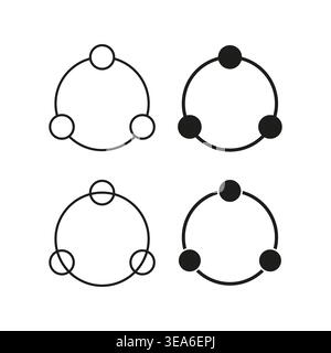 Network node set. Social connection Vector. Circle group symbol. Abstract link design. Manual vector only. No autotrace used. EPS 10. Stock Vector
