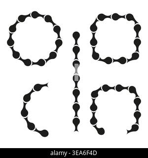 Geometry chain set. Circle path Vector. Square node element. Shape link symbol. Manual vector only. No autotrace used. EPS 10. Stock Vector