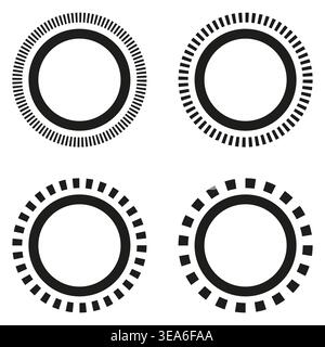 Round border Vector. Circle frame set. Dashed line icon. Geometric ring symbol. Manual vector only. No autotrace used. EPS 10. Stock Vector