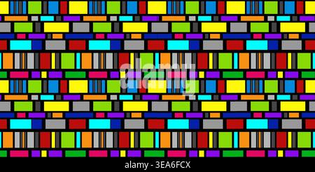 Abstract geometry pattern of rainbow bricks Stock Vector