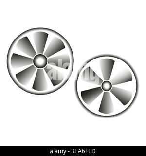 Fan turbine icon. Grey cooler set. Propeller Vector symbol. Engine ventilation design. Manual vector only. No autotrace used. EPS 10. Stock Vector