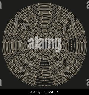 Circle line pattern. Black background Vector. Sound wave art. Golden ring texture. Manual vector only. No autotrace used. EPS 10. Stock Vector