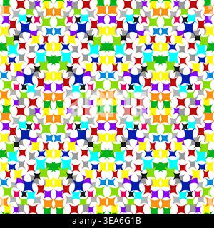 seamless pattern rainbow stars on white background Stock Vector