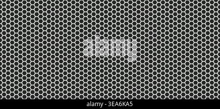 Carbon fiber honeycomb grid. Dark seamless pattern. Mosquito net bg Stock Vector