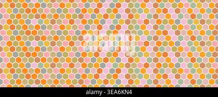 Colorful seamless fiber honeycomb grid bg. Hexagon mesh pattern with abstract lines Stock Vector