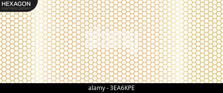Honeycomb fiber mesh background with golden gradient. Carbon hexagon net bg Stock Vector