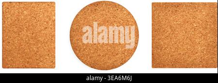 Wooden cork board with natural brown texture shape vector illustration collection. Stock Vector