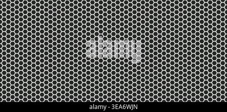 Carbon fiber honeycomb grid. Dark seamless pattern. Mosquito net bg Stock Vector